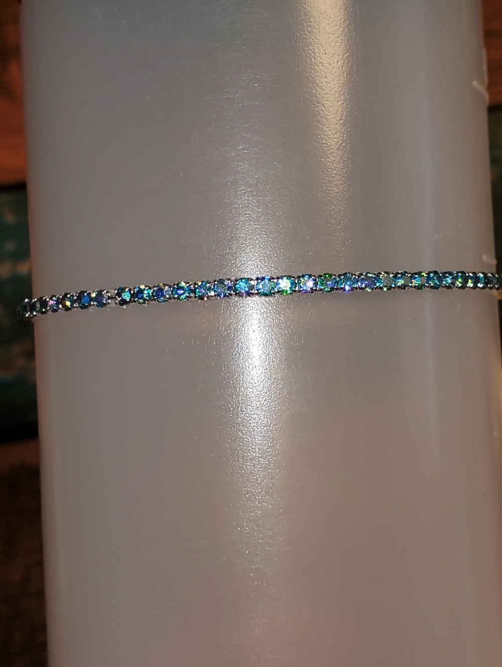 B2G1F Iridescent Blue Crystal Tennis Bracelet, NEW